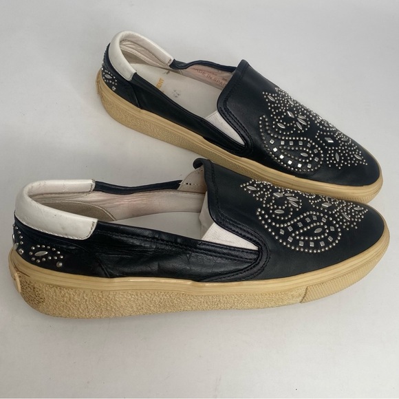 Yves Saint Laurent Shoes - Saint Laurent Bandana Studded Leather Skate Shoes Noir size 36.5